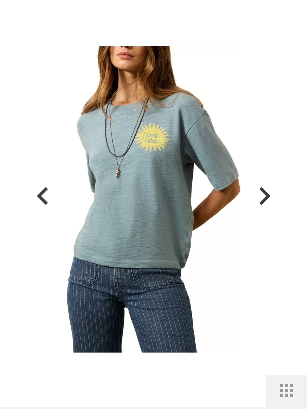 Relaxed Short-Sleeve Graphic Tee in Light Blue with Yellow Sun